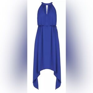 Women's BCBG Max Azria Royal Blue Keelie Keyhole-Front Halter Dress Sz Large